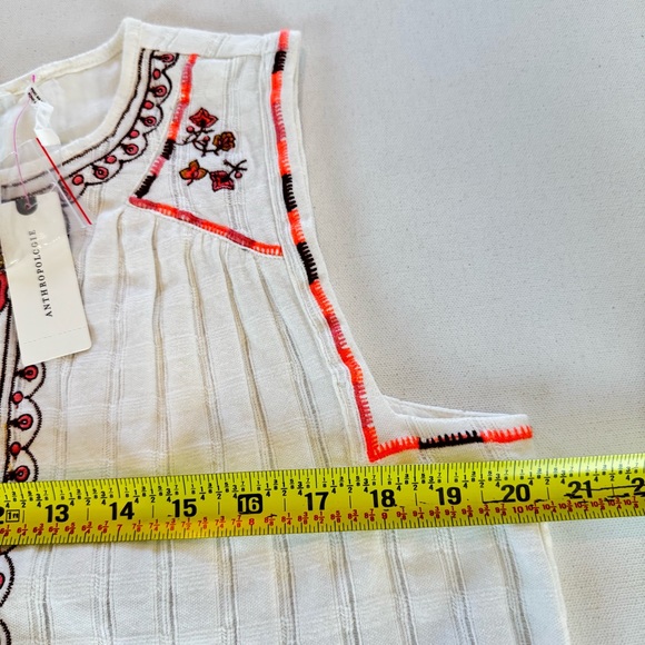 NWT Anthropologie Boho Embroidered Floral Sleeveless Top Women’s L Ivory Cotton - Picture 10 of 11
